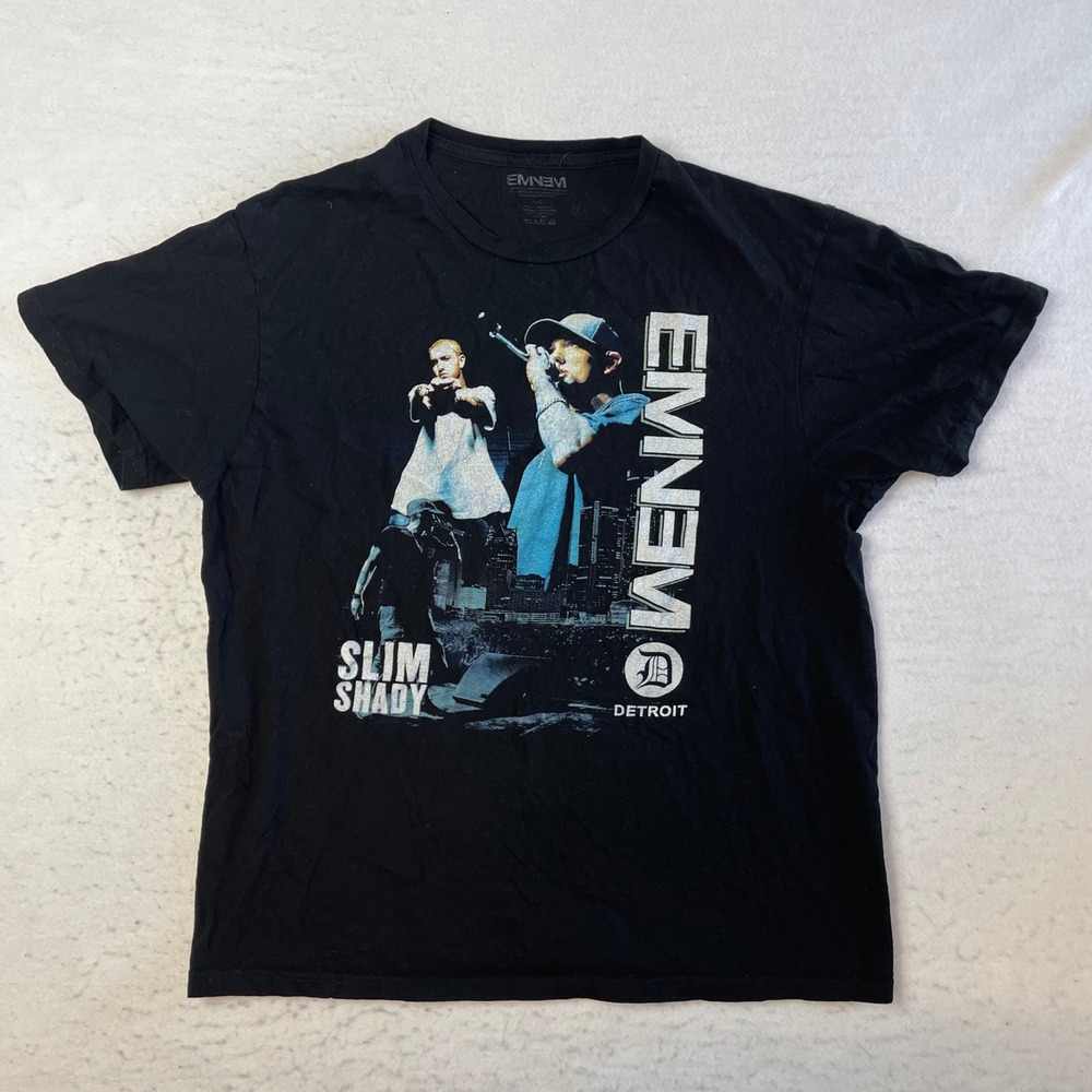Eminem Slim Shady T-Shirt Mens Large Black Graphic Rap Tee Detroit Hip Hop